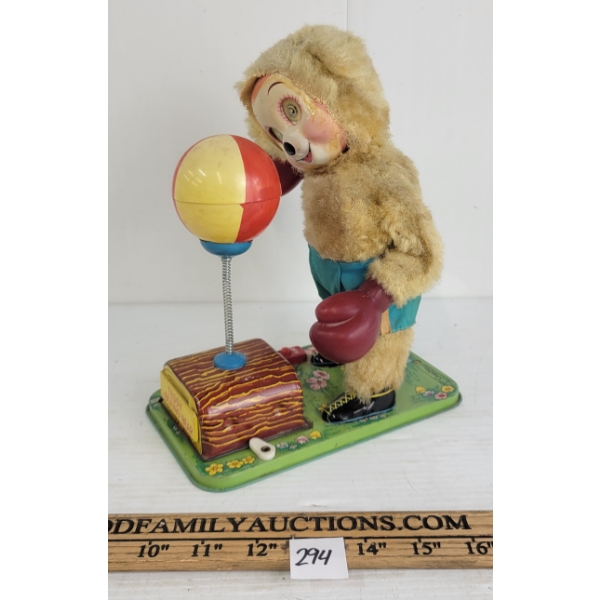 CRAGSTAN TIN BATTERY OP TEDDY THE BOXING BEAR