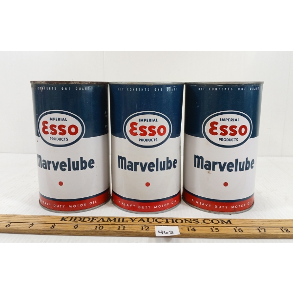 LOT OF 3 - IMPERIAL ESSO MARVELUBE MOTOR OIL QT CANS
