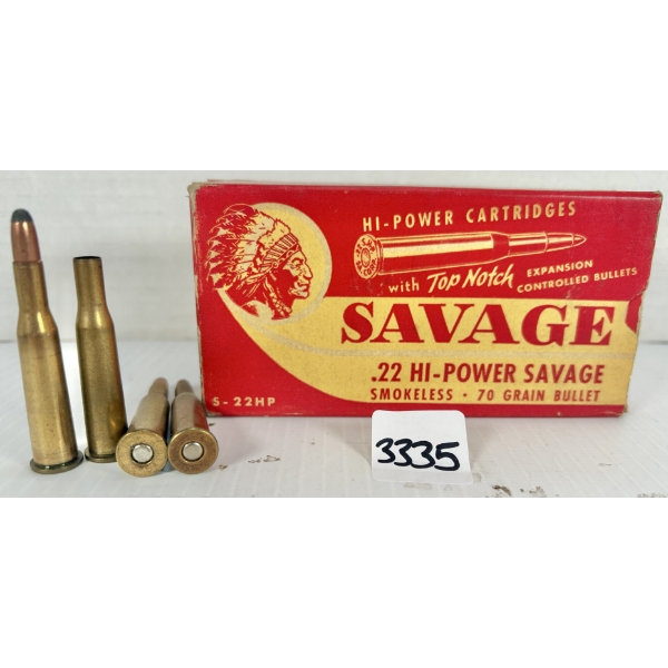 AMMO: 18X LIVE & 1X BRASS .22 SAV HP - 70 GR SP