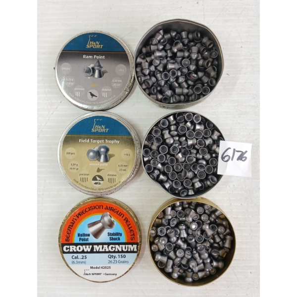 PELLETS: APROX 550X MIXED .25CAL AIRGUN PELLETS