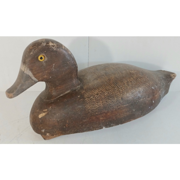 GOLDEN EYED DECOY DUCK - SIGNED T. HOPKINS
