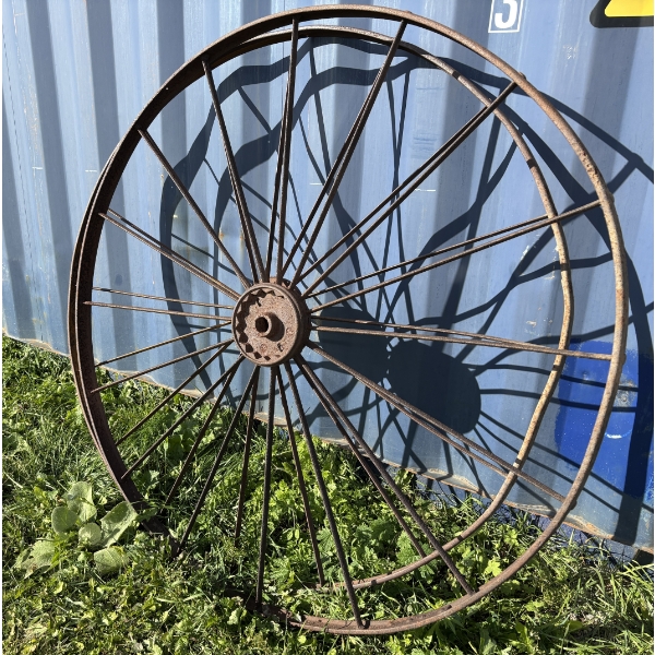 LOT OF 2 - STEEL WAGON WHEELS - 4 FOOT