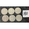 Image 1 : LOT OF 6 - 1932, '40, '66, '68 CDN 25 CENT COINS