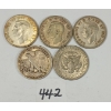 Image 2 : LOT OF 5 - CDN SILVER 50 CENT PCS & U.S. HALF DOLLARS - INCL 1946 & 1952, ETC.