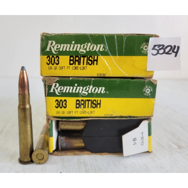 AMMO: 60X REMINGTON .303BRIT - 180GR - INCL SP