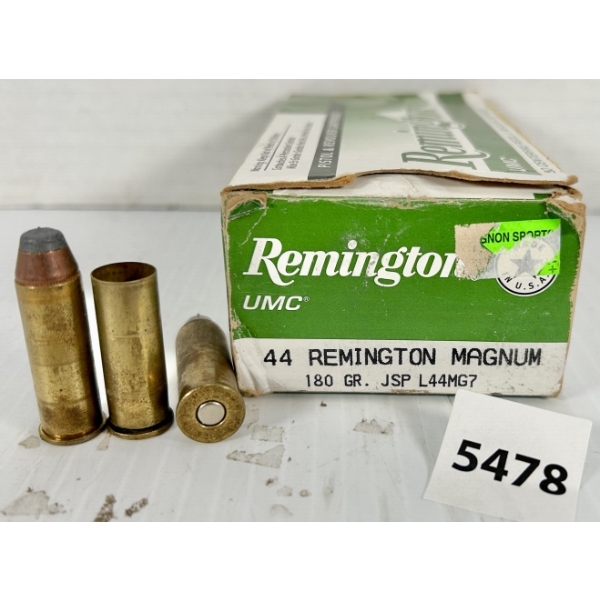 AMMO / BRASS: 18X LIVE & 31X BRASS REMINGTON .44 REM MAG - 180 GR SP