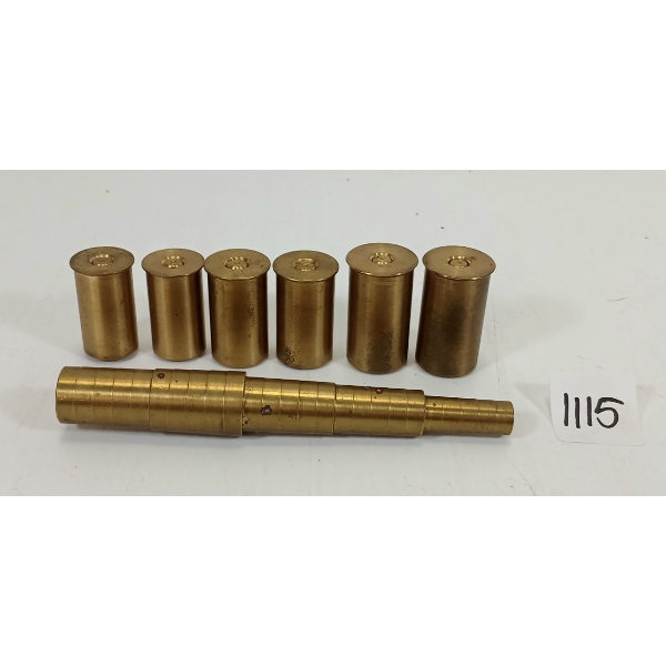 LOT OF 7 - BRASS GAUGE & CHOKE MEASURE & ENGLISH SNAP CAPS
