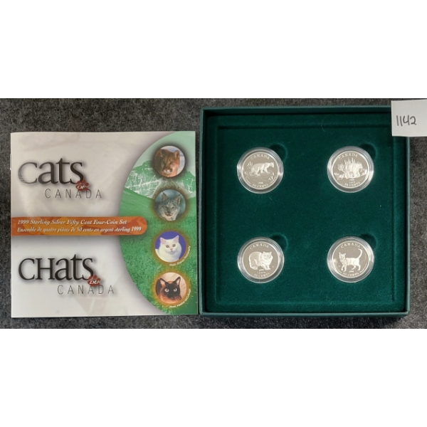 1999 RCM CATS OF CANADA STERLING SILVER 50 CENT COINS SET