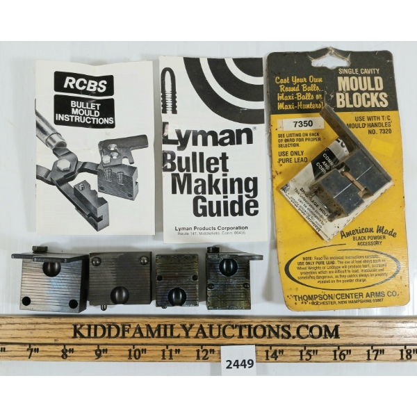 LOT OF 3 - THOMPSON .50 SINGLE, RCBS .530-R SINGLE BALL & LYMAN .535 SINGLE BALL BULLET MOULDS