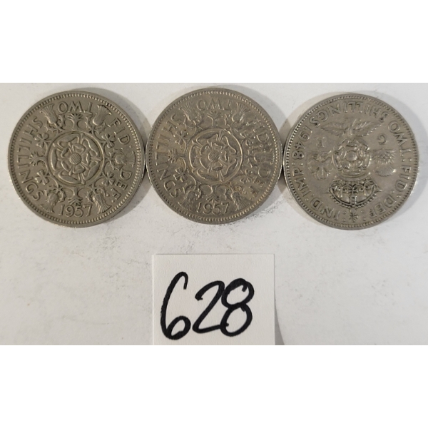 LOT OF 3 - 1948 & 1957 BRITISH SILVER FLORINS