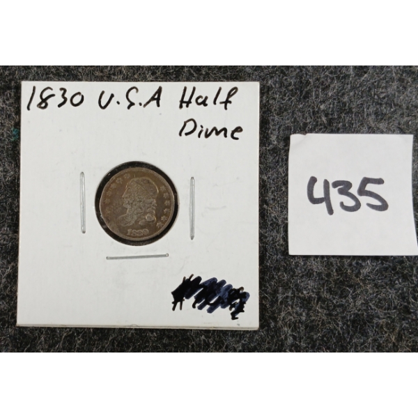 1830 U.S. SEATED LIBERTY HALF DIME COIN 