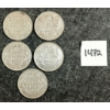 Image 1 : LOT OF 5 - 1945 CDN 50 CENT SILVER COINS 