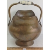 Image 2 : BRASS SCUTTLE BUCKET W/ PORCELAIN HANDLE & LIONS HEAD ACCENTS