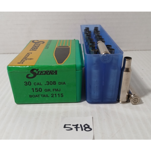 BULLETS / CASINGS: 100X SIERRA .30 - 150GR - FMJ - BT - SEALED - 23X W-W SUPER .222 REM