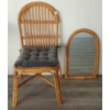 LOT OF 2 - BAMBOO FRAMED WALL MIRROR & CHAIR W/ CUSHION