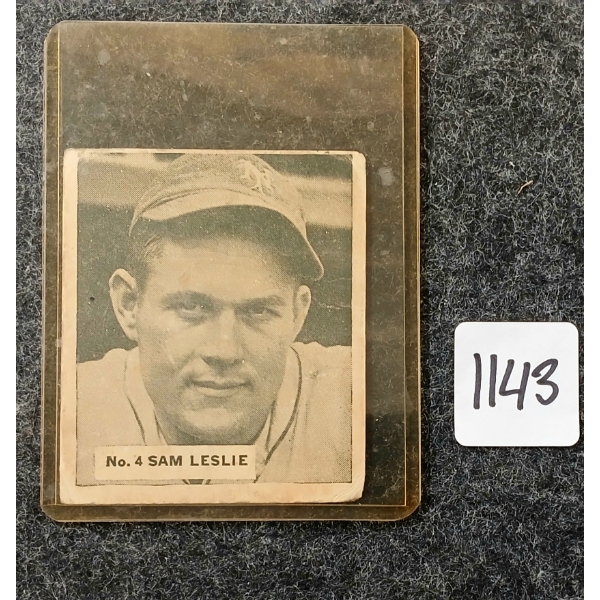 1936 #4 SAM LESLIE NEW YORK GIANTS - BIG LEAGUE BASEBALL CHEWING GUM CARD