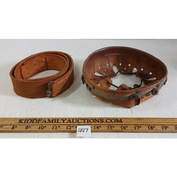 LOT OF 2 - LEATHER BELT & HELMET SUSPENSION