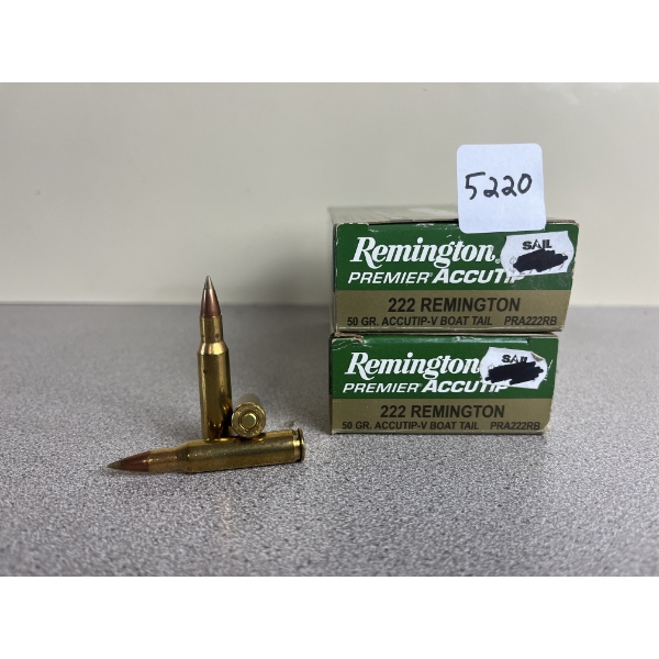 AMMO: 40X REMINGTON .222 REM 50 GR. ACCUTIP BOAT TAIL