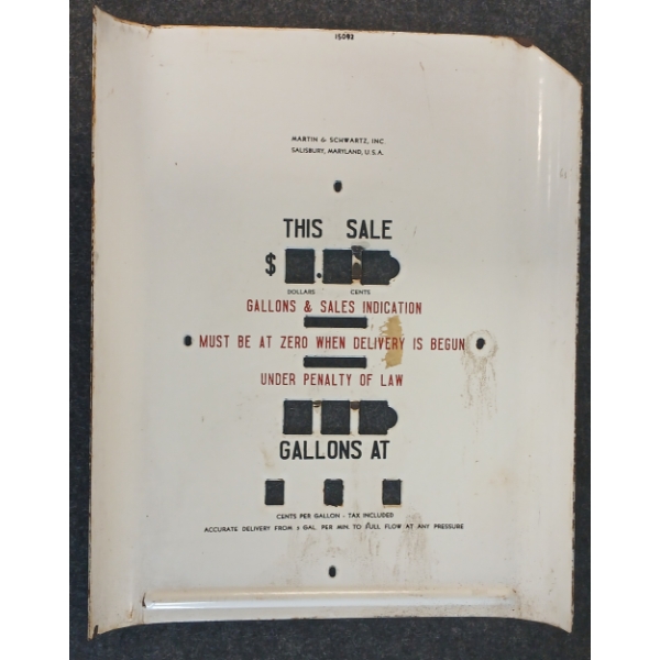MARTIN & SCHWARTZ PORCELAIN GAS PUMP FACE PART