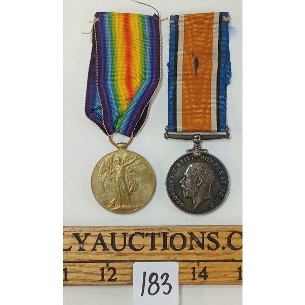 LOT OF 2 - WWI MEDALS - PTE. W.C. TENBETH CAN. LABR. BN.