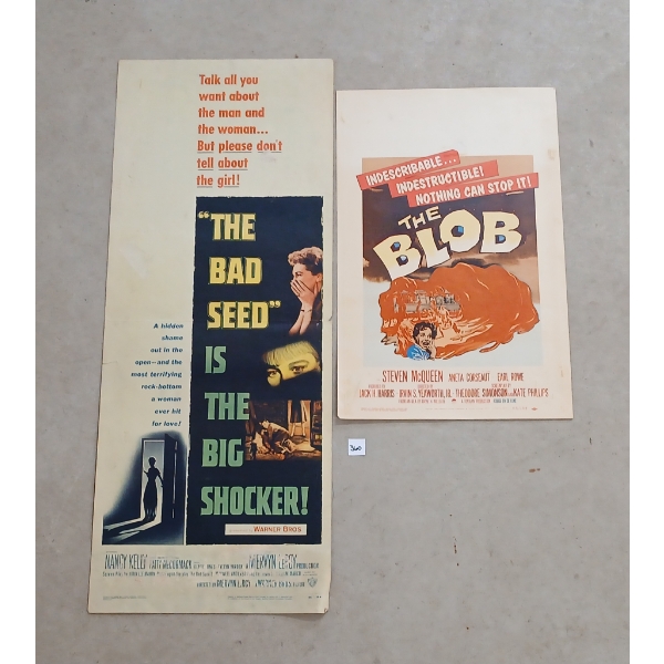 LOT OF 2 - 1956 "THE BAD SEED" & 1958 "THE BLOB" MOVIE POSTERS