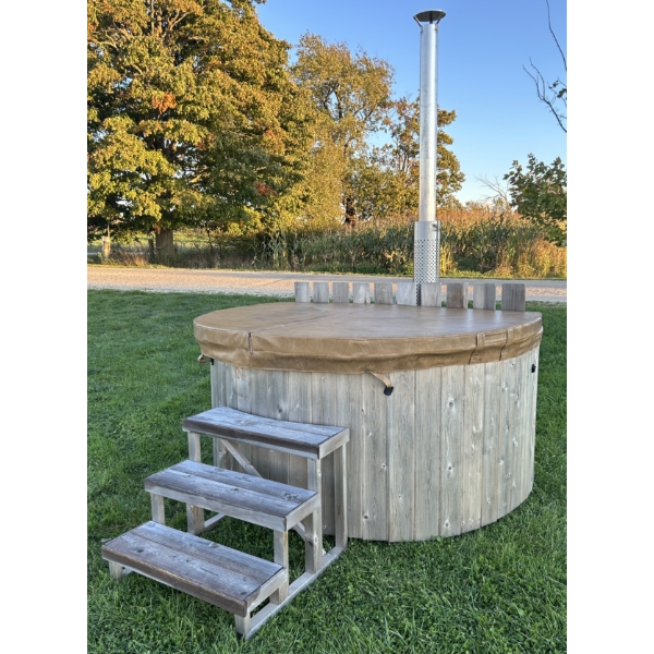 7' DIAMETER CEDAR HOT TUB - WOOD HEAT SOURCE
