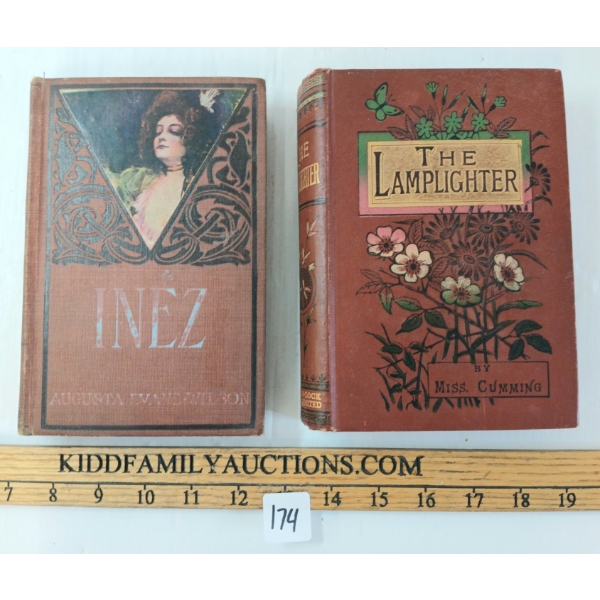 LOT OF 2 - 1903 "THE LAMPLIGHTER" BY MISS CUMMING & "INEZ: A TALE OF THE ALAMO" BY AUGUSTA J. EVANS