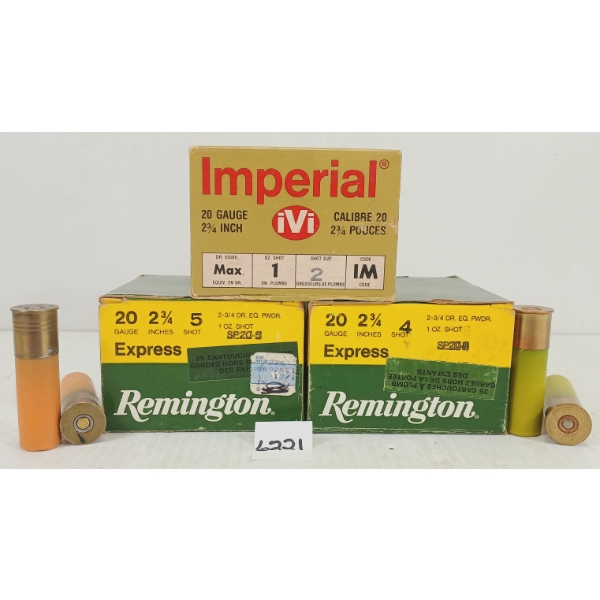 AMMO: 57X REMINGTON & IMPERIAL 20GA 2 3/4IN - MIXED SHOT