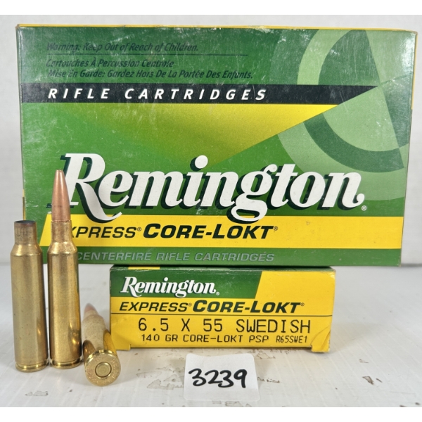 AMMO / BRASS: 29X LIVE & 10X BRASS REM 6.5X55 MM SWEDE - 140 GR SP
