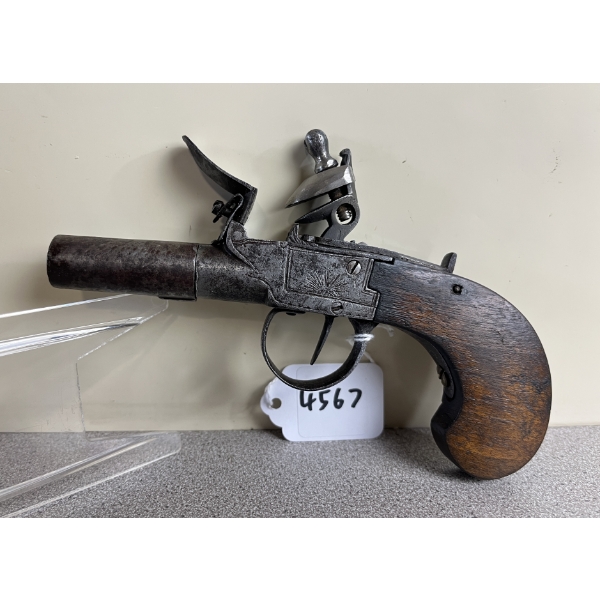 UNKNOWN ANTIQUE FLINTLOCK PISTOL IN APPROX .42 BP - NO PAL REQUIRED 