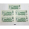 Image 2 : LOT OF 5 - 1973 CDN $1 BANKNOTES - SEQUENTIAL