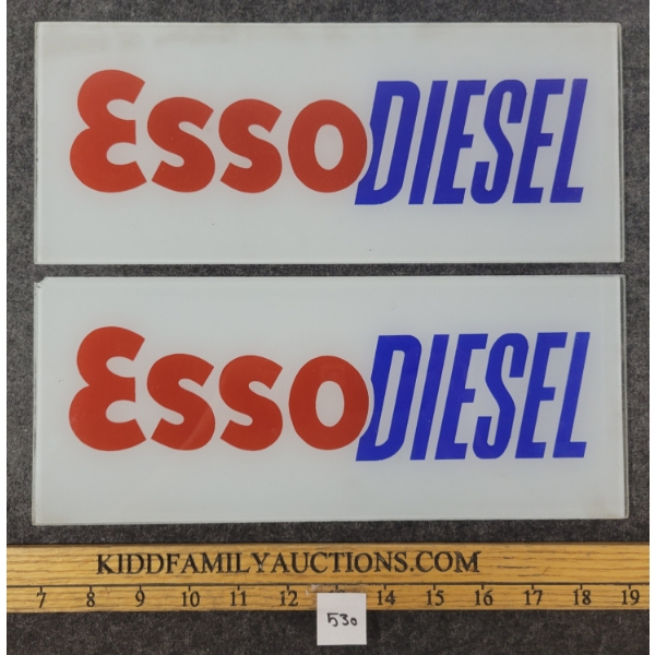 PAIR OF ESSO DIESEL GAS PUMP PLATES 