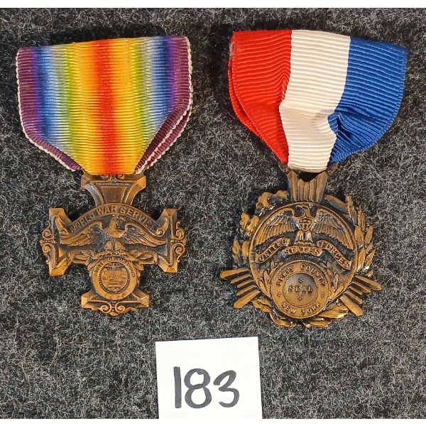 LOT OF 2 - WWI U.S. OREGON SERVICE & LEWIS COUNTY NY U.S. FORCES MEDALS