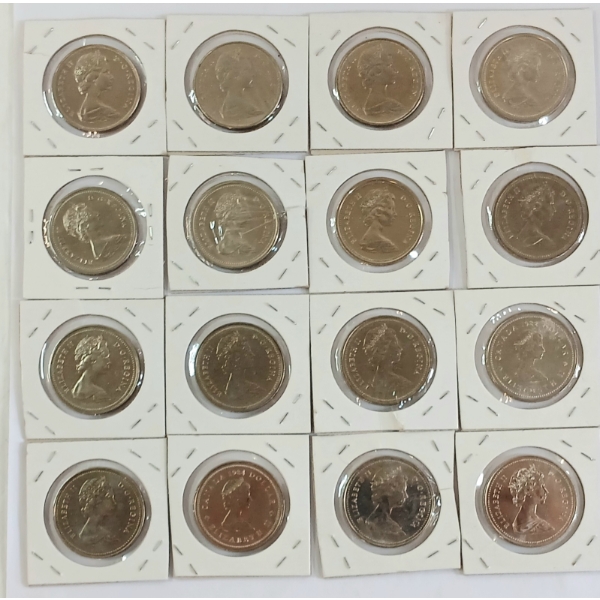 LOT OF 16 - 1969-1986 CDN DOLLAR COINS - UNCIRCULATED