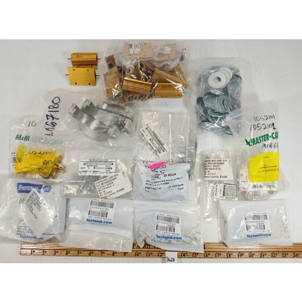 JOB LOT - MISC HARDWARE - INCL BRASS FITTINGS, WASHERS, BOLTS, ETC