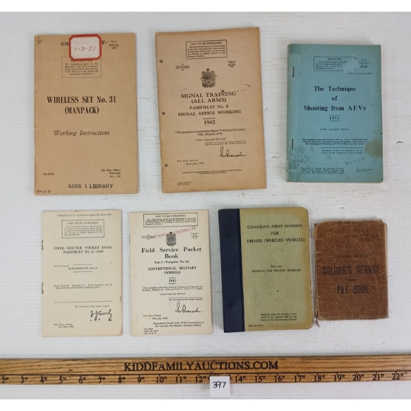 LOT OF 7 - WWII CDN MILITARY TRAINING & SERVICE BOOKLETS