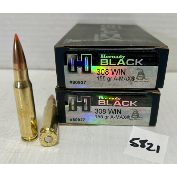 AMMO: 40X HORNADY .308 WIN 155GR. AMAX 