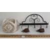 Image 1 : LOT OF 4 - WROUGHT IRON COAT HOOKS, NEOCLASSICAL PLANT POT & TRINKET BELLS
