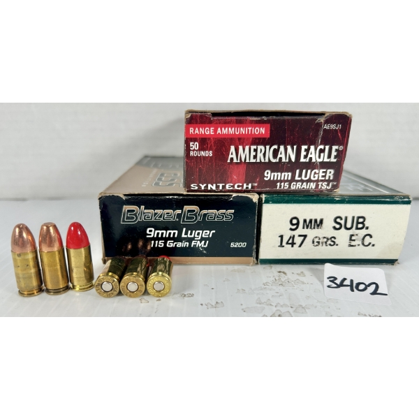 AMMO: 135X MIXED 9 MM - 115 GR & 147 GR FMJ