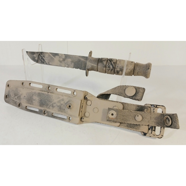 USA KA-BAR KNIFE W/ SCABBARD - PERSONALIZED CAMO PAINT