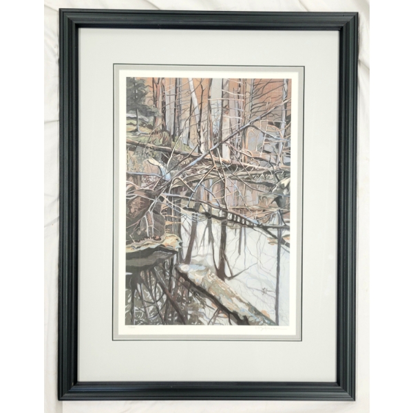 DOWNED TREE IN FOREST BY M. FRASER - FRAMED PRINT