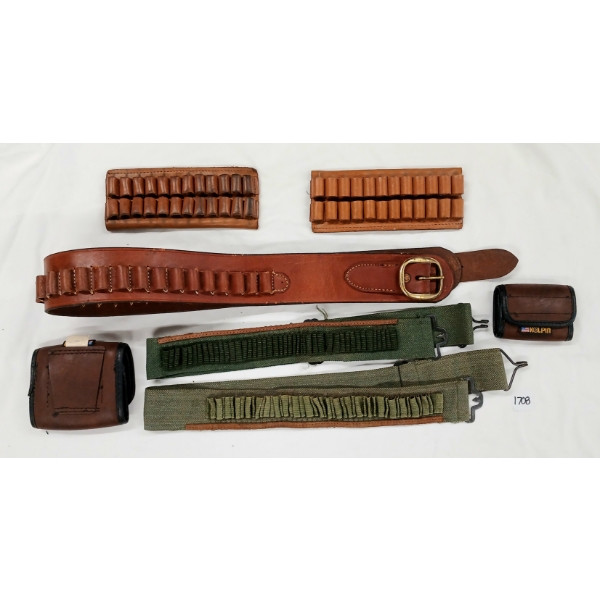 LOT OF 7 - AMMO PUCHES & BELTS