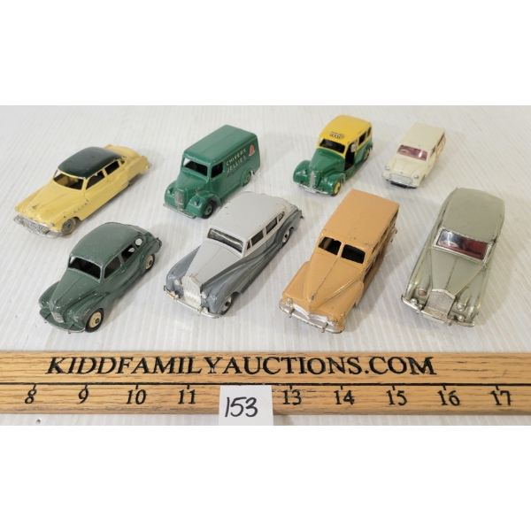 LOT OF 8 - DINKY TOYS DIECAST CARS - CHIVERS JELLIES, AUSTIN TAXI, ROLLS ROYCE, ETC
