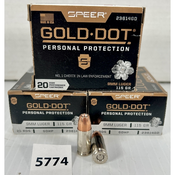 AMMO: 60X SPEER 9 MM - 115 GR HP