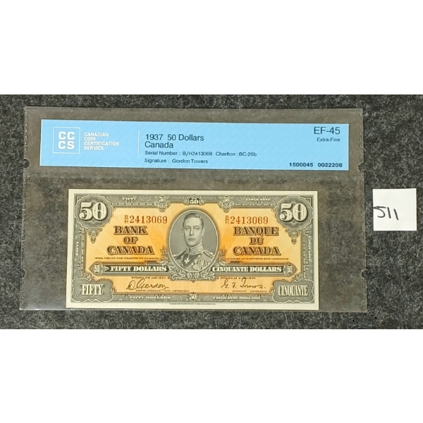 1937 CDN $50 BANKNOTE - CCCS GRADED