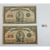 LOT OF 2 - 1923 DOMINION OF CANADA 25 CENT SHINPLASTERS