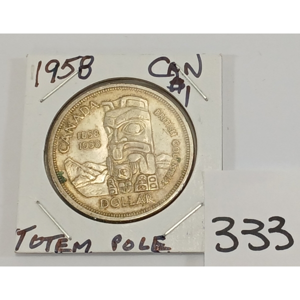 1958 CDN SILVER DOLLAR - TOTEM POLE