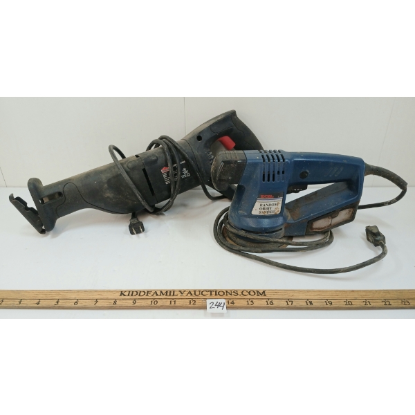 LOT OF 2 - RYOBI RANDOM ORBIT SANDER & JOBMATE RECIPROCATING SAW