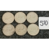 Image 1 : LOT OF 6 - 1955-1968 CDN 25 CENT COINS