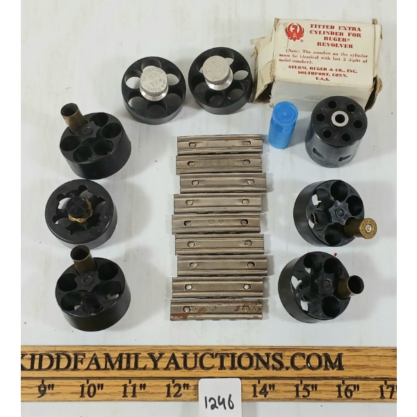 QTY OF MISC GUN PARTS - INCL RUGER REVOLVER FITTED EXTRA CYLINDER